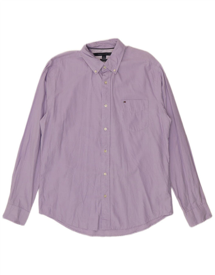 Tommy Hilfiger Mens Classic Fit Camisa Médio Roxo Algodão