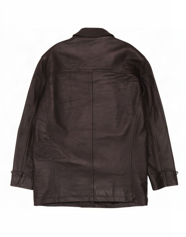 Jaqueta de couro masculina vintage folgada Reino Unido 36 pequena preta