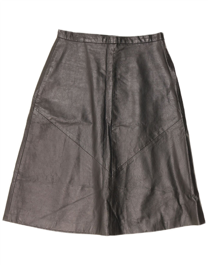 Saia de couro feminina vintage IT 52 2XL W32 preta