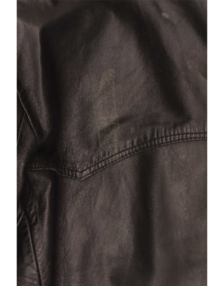 Jaqueta blazer masculina vintage de couro com 3 botões Reino Unido 36 pequena preta