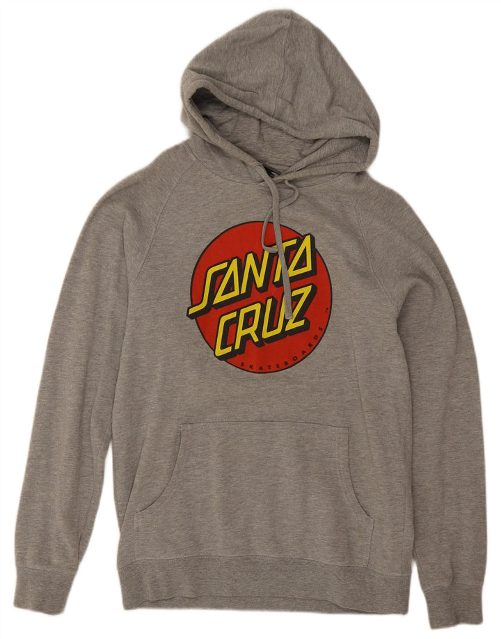 Suéter com capuz gráfico masculino Santa Cruz pequeno cinza