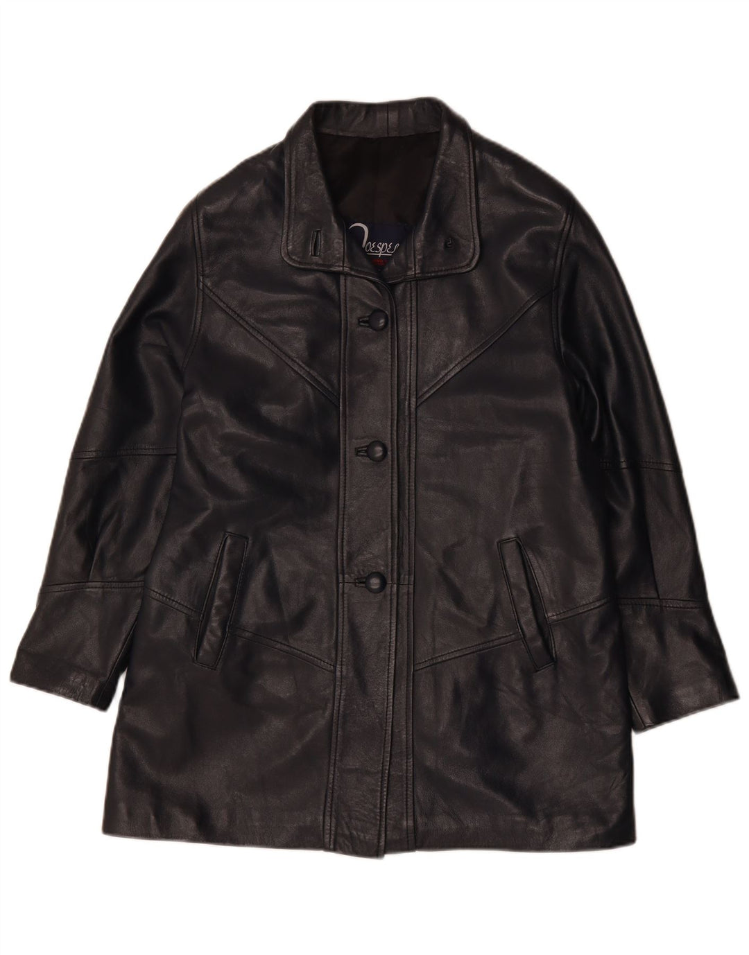 Jaqueta de couro feminina vintage Reino Unido 14 couro preto médio