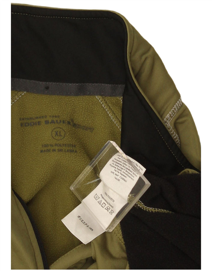 Eddie Bauer Pulôver masculino com gola e zíper, moletom XL verde colorblock