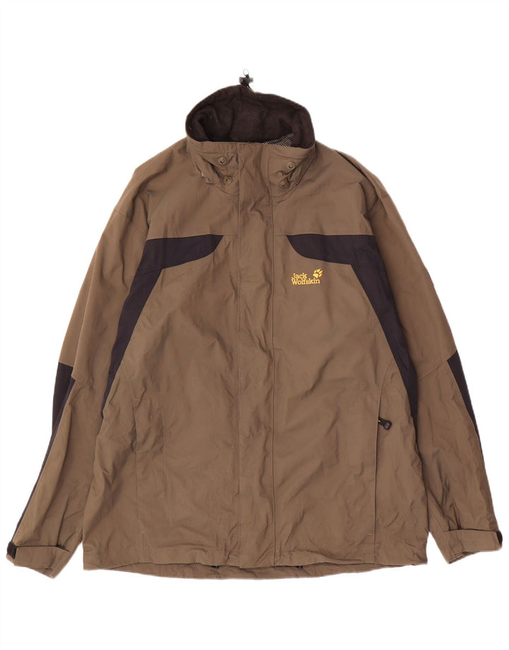 Jaqueta de chuva masculina JACK WOLFSKIN UK 36/38 marrom médio colorblock poliamida