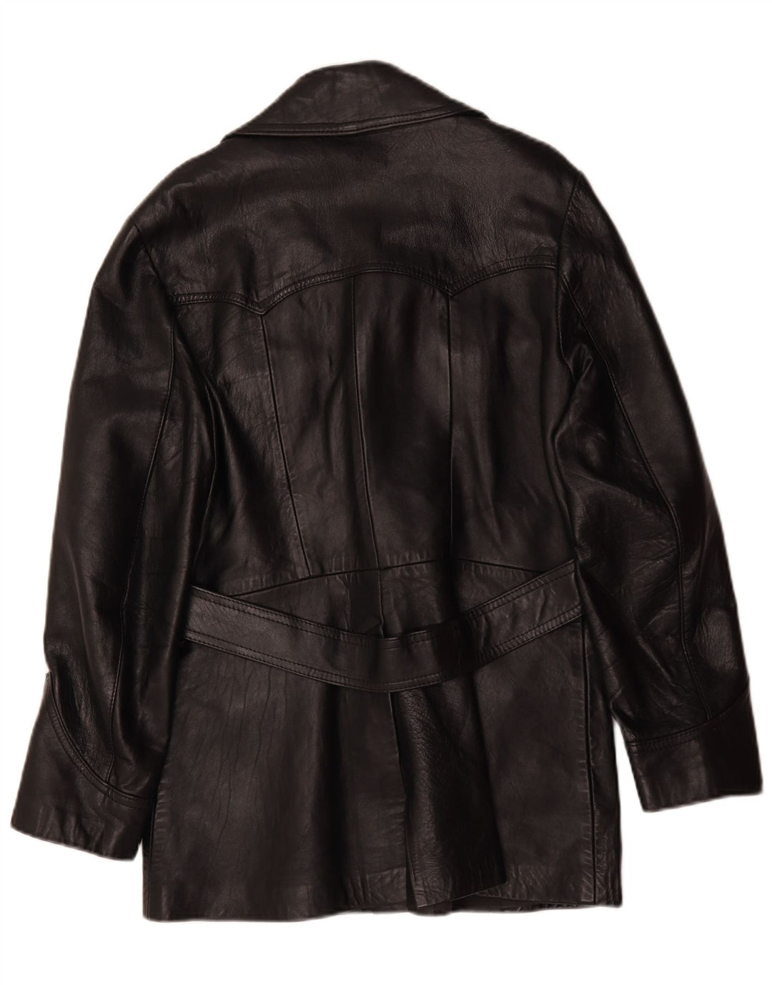 Casaco de couro feminino vintage IT 42 médio preto