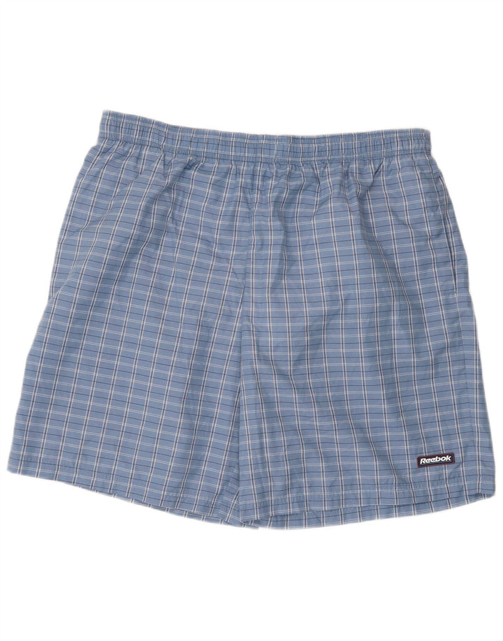 Shorts esportivos masculinos Reebok 2XL poliéster xadrez azul
