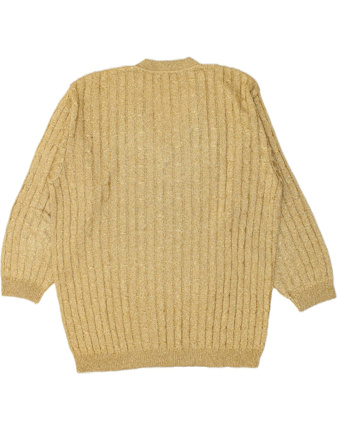 VINTAGE Womens V-Neck Jumper Sweater UK 18 XL Gold Vintage Vintage and Second-Hand Vintage from Messina Hembry 