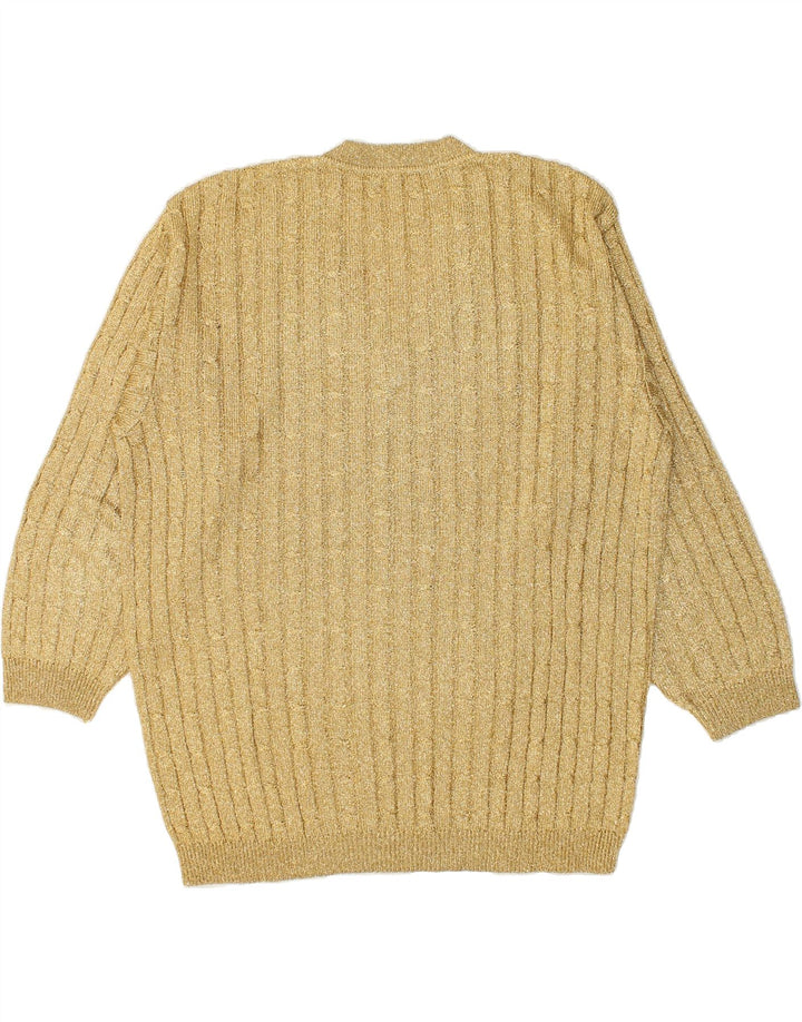 VINTAGE Womens V-Neck Jumper Sweater UK 18 XL Gold Vintage Vintage and Second-Hand Vintage from Messina Hembry 