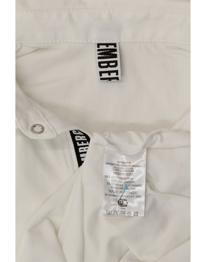 Camisa polo masculina Bikkembergs pequena de algodão branco