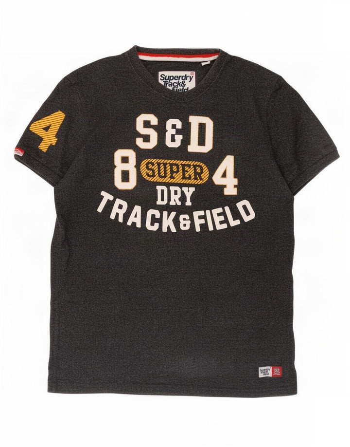 Camiseta gráfica masculina Superdry Top grande algodão cinza