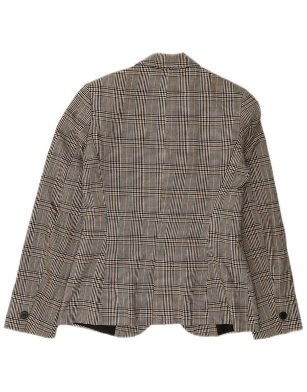 Jaqueta blazer feminina Zara com 1 botão EU 34 2XS cinza xadrez poliéster