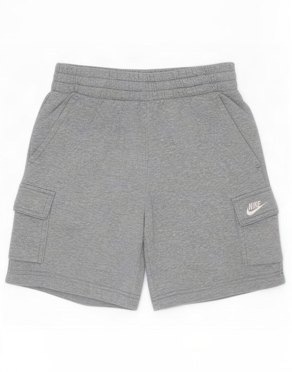 Shorts esportivos cargo masculinos Nike 8-9 anos pequeno cinza manchado de algodão
