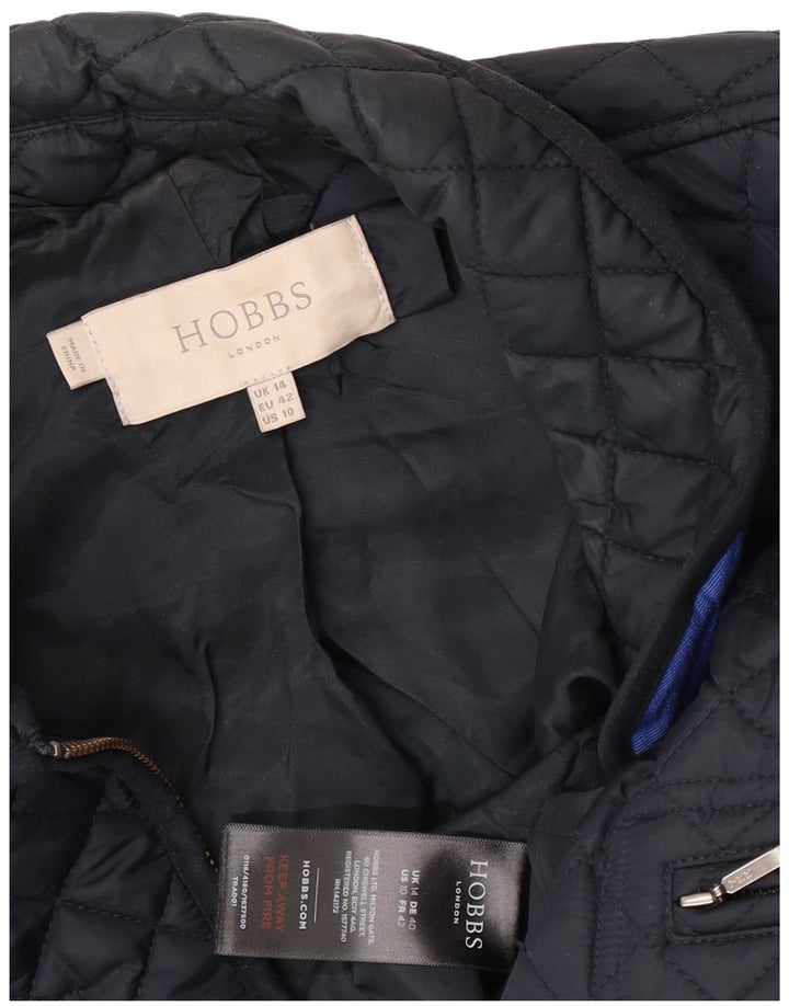 Jaqueta acolchoada feminina Hobbs UK 14 grande azul marinho poliamida