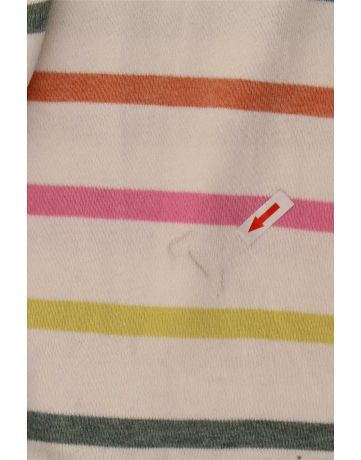 Suéter feminino Joules com gola redonda e botão UK 10 listrado branco pequeno