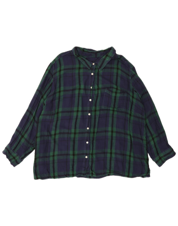 Camisa de flanela feminina TOMMY HILFIGER Reino Unido 22 3XL verde xadrez rayon