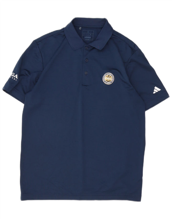 Camisa polo masculina Adidas pequena azul marinho poliéster