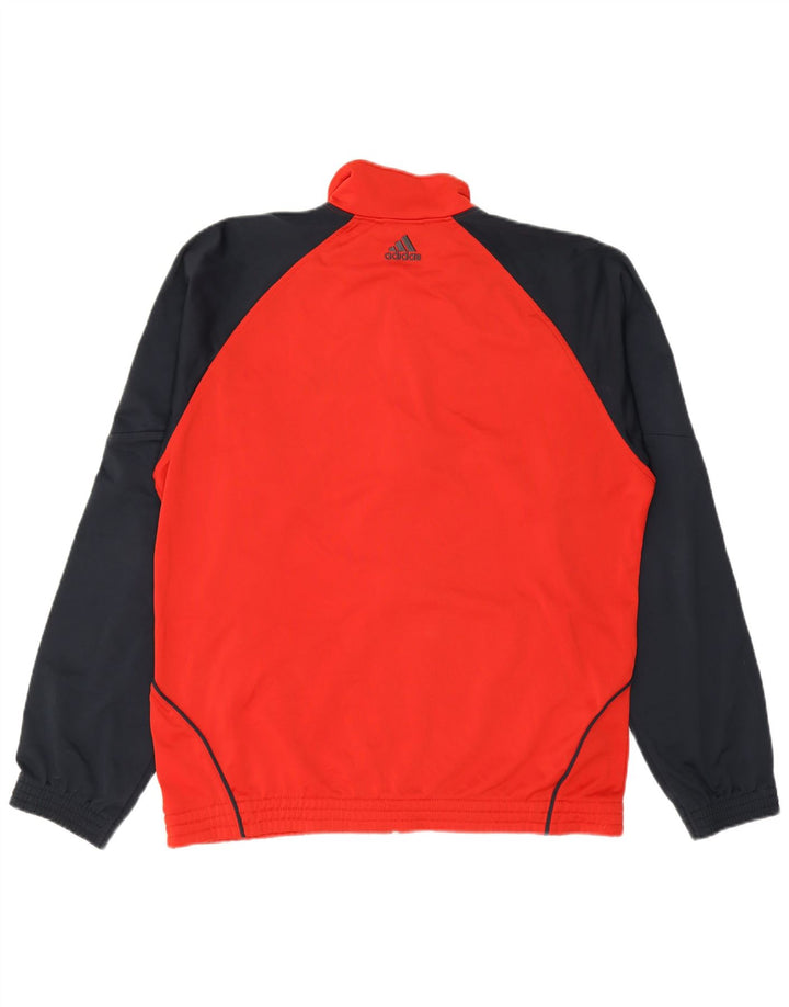 Adidas Mens Tracksuit Top Jacket UK 42/44 Grande Vermelho Colorblock Poliéster