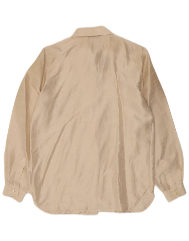 Blusa feminina vintage UK 14 xadrez bege médio