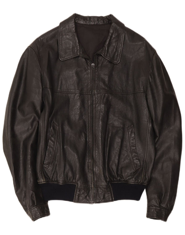Jaqueta de couro masculina vintage IT 48 média preta