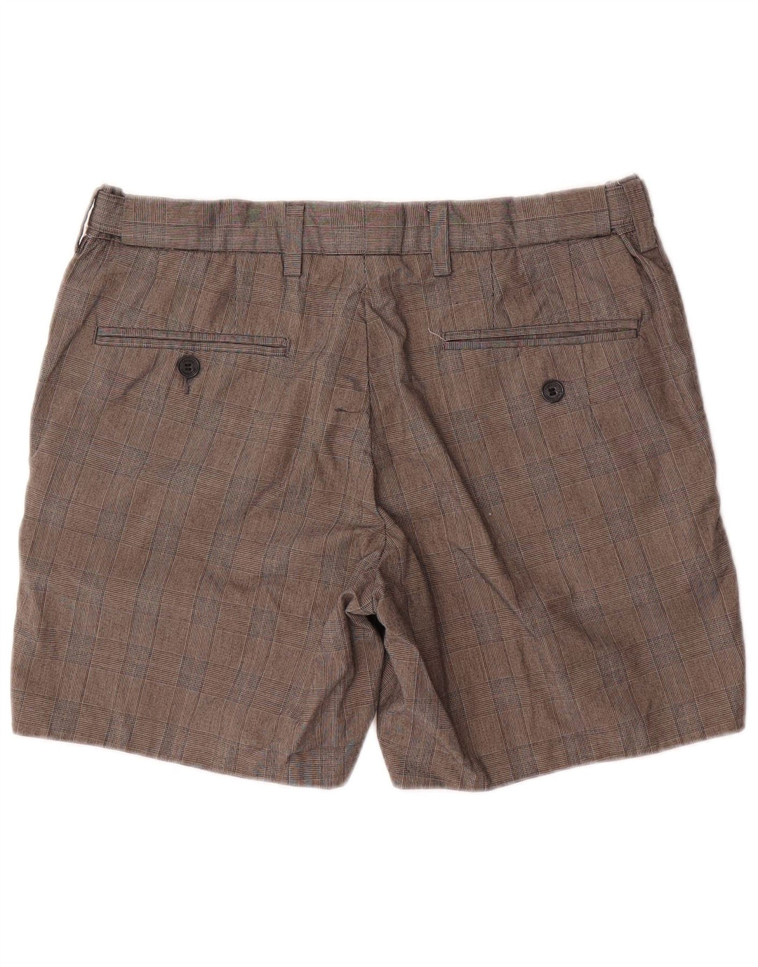 Shorts chino masculino French Connection W34 grande algodão xadrez cinza