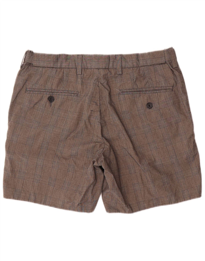 Shorts chino masculino French Connection W34 grande algodão xadrez cinza
