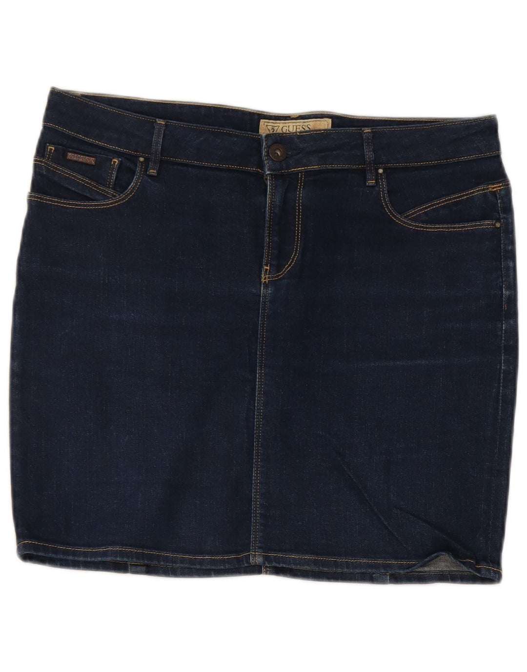 Mini saia jeans feminina Guess W29 algodão azul médio