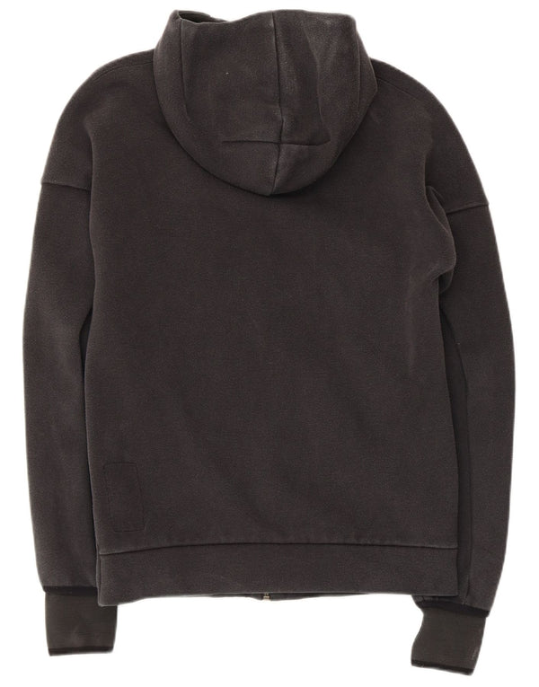 ADIDAS Mens Zip Hoodie Suéter Pequeno Algodão Preto