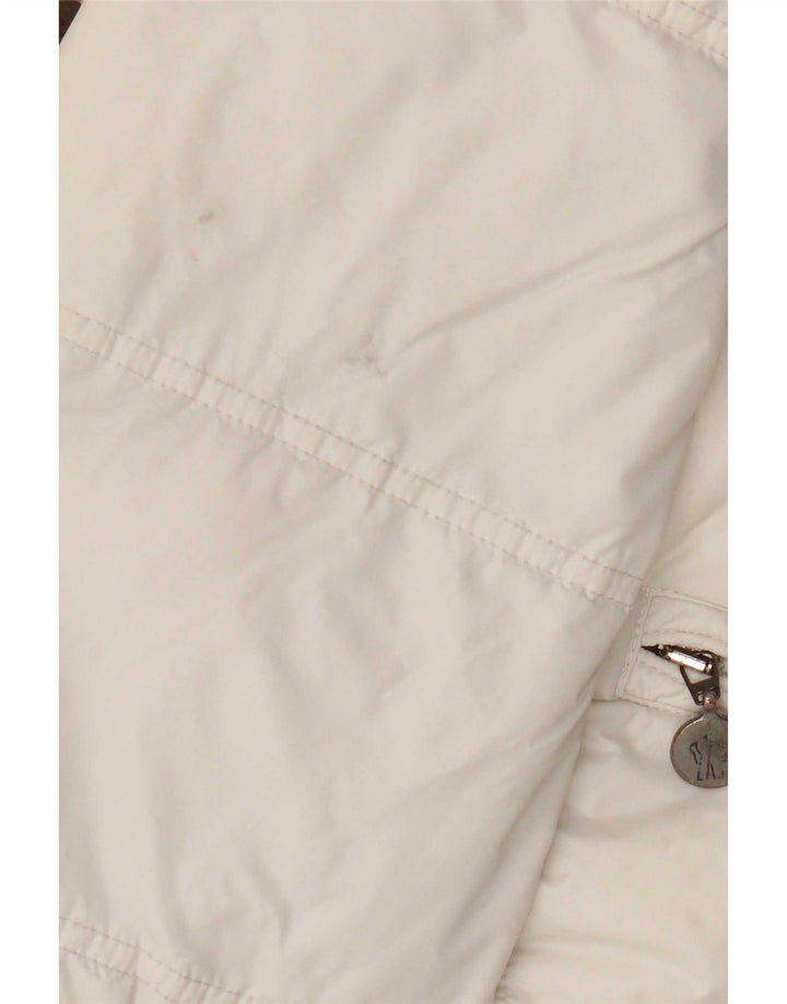 Jaqueta acolchoada gráfica Moncler para meninas 9-10 anos branco Colourblock poliamida