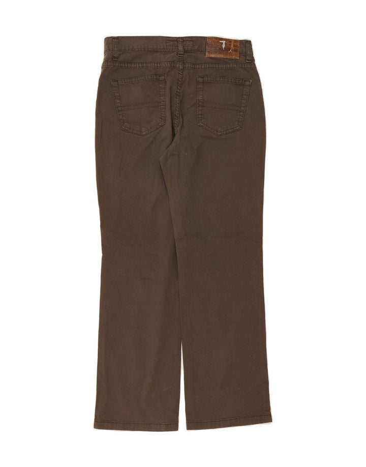 TRUSSARDI Womens Straight Casual Trousers W27 L28 Brown Cotton Vintage Trussardi and Second-Hand Trussardi from Messina Hembry 