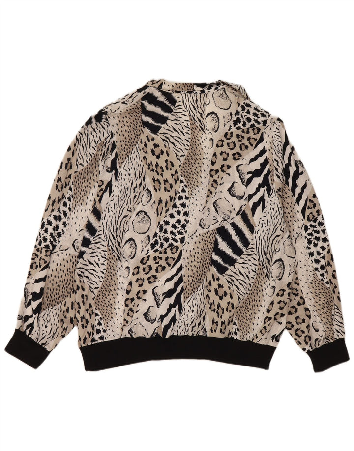 Blusa feminina vintage manga comprida top IT 44 médio preto estampa animal
