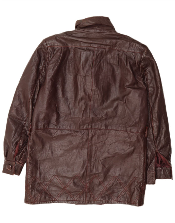 Jaqueta de couro feminina vintage IT 46 Grande Borgonha