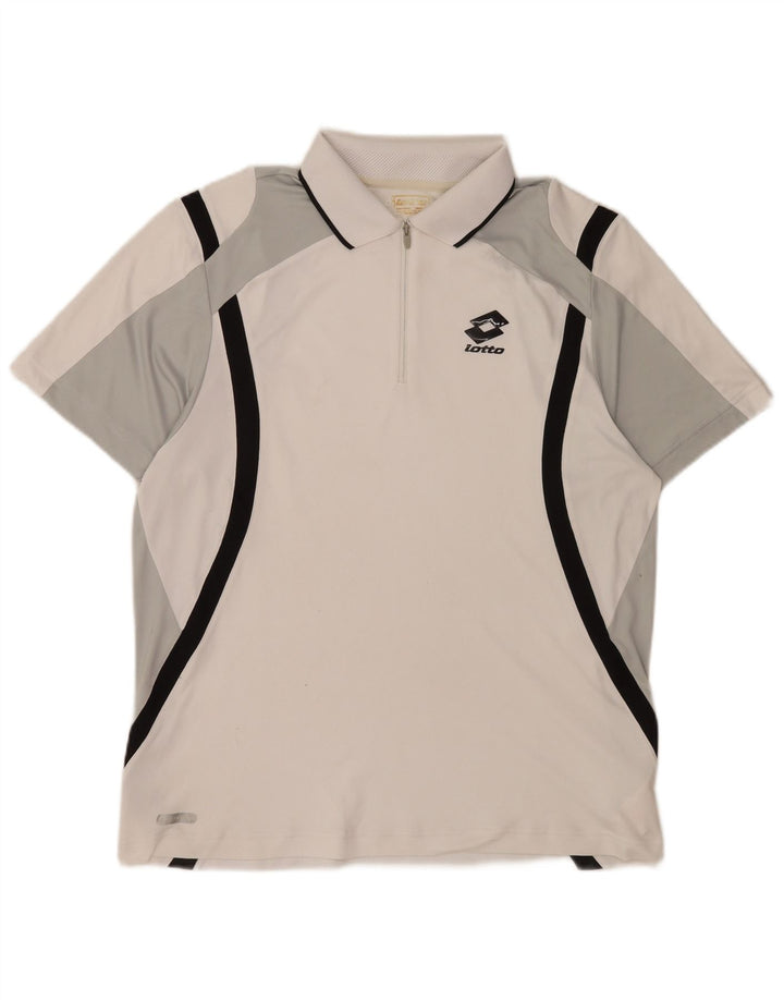 Camisa polo masculina Lotto grande poliéster colorblock branco