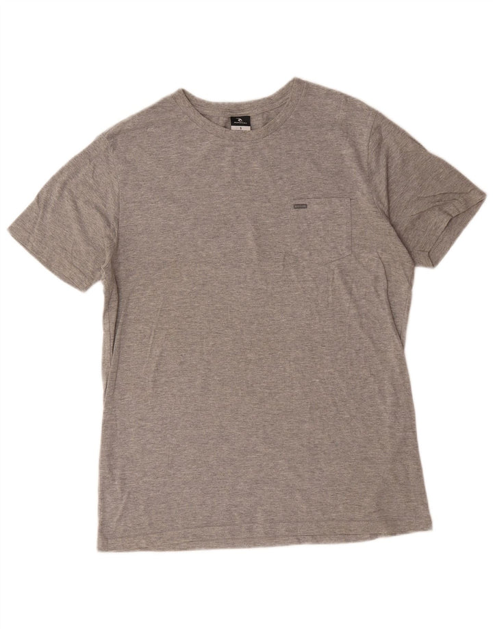 Camiseta masculina Rip Curl top pequeno algodão manchado cinza
