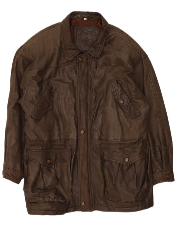 Casaco de couro masculino Mc Percy UK 56 3XL cáqui