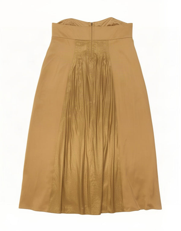Vestido feminino Monsoon sem alças UK 22 3XL dourado colorblock seda