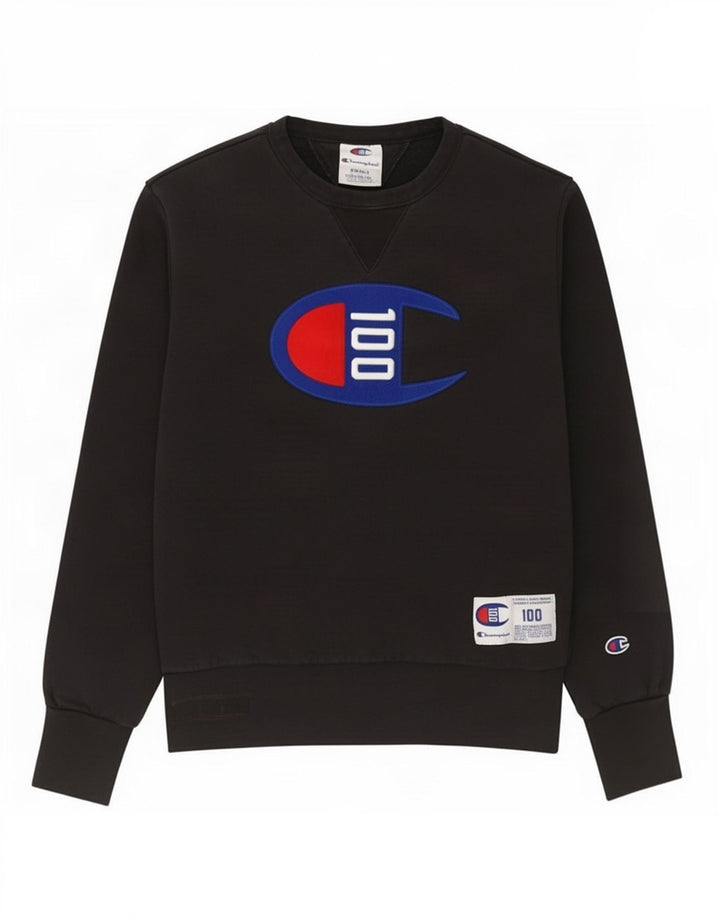 Champion feminino gráfico oversized moletom jumper UK 10 pequeno preto