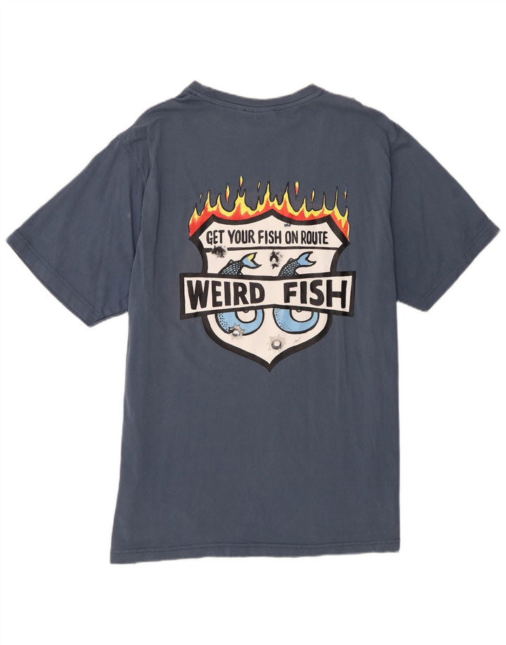 Camiseta gráfica masculina Weird Fish Top XL algodão azul