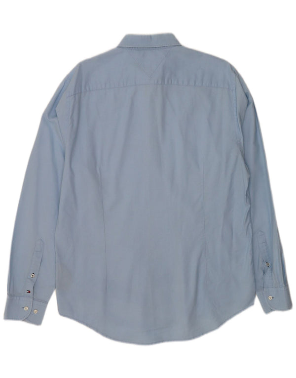 Camisa masculina Tommy Hilfiger New York Fit grande algodão azul