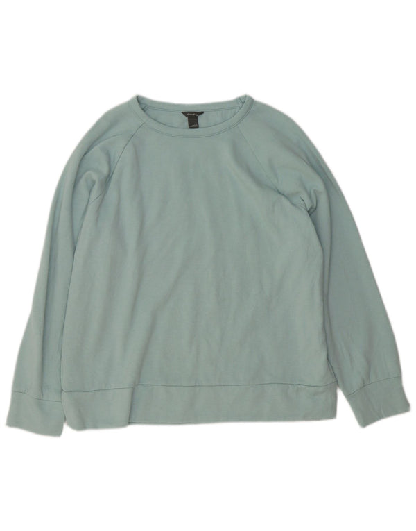 Jumper de moletom feminino Eddie Bauer UK 16 grande azul poliéster