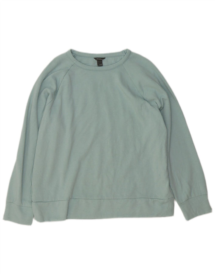 Jumper de moletom feminino Eddie Bauer UK 16 grande azul poliéster