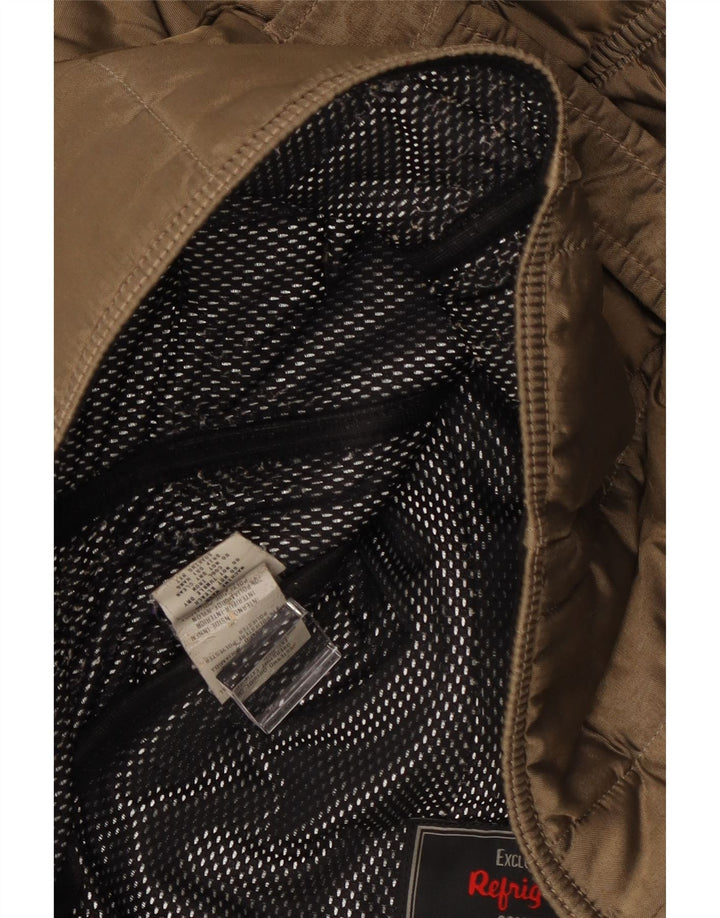 Jaqueta feminina acolchoada com capuz Refrigiwear UK 14 poliamida marrom médio