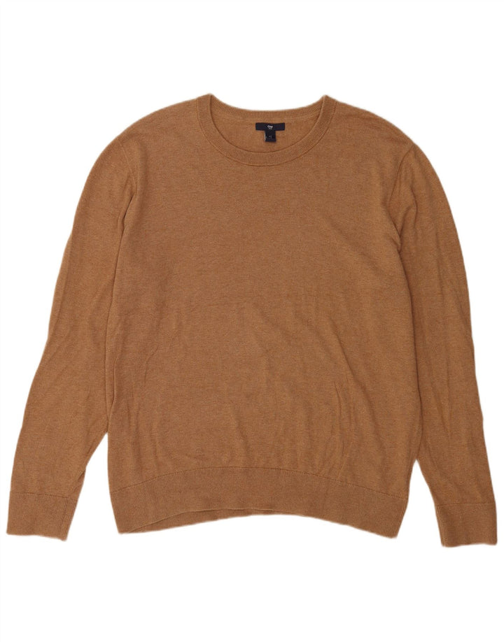 Suéter masculino Gap com gola redonda, grande algodão marrom
