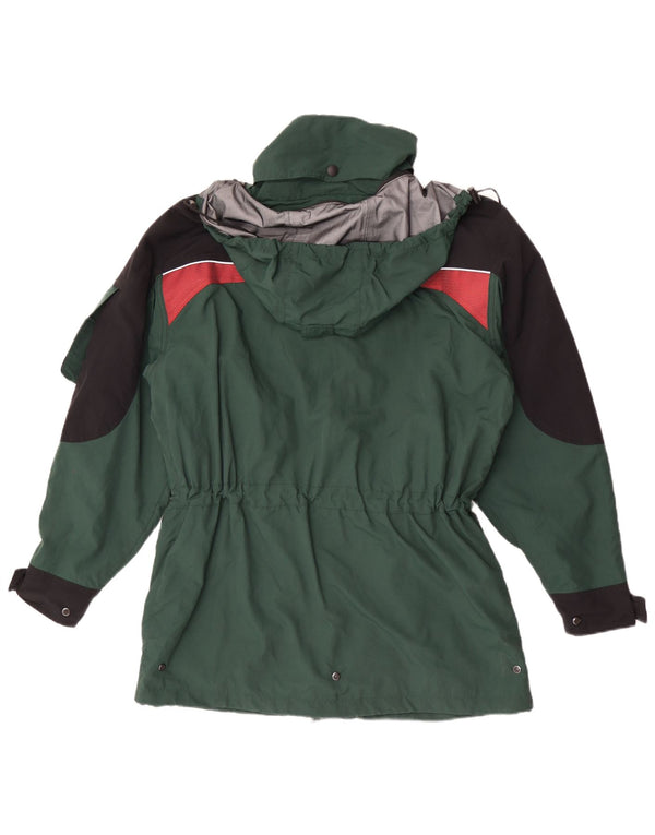 Jaqueta de chuva com capuz masculina vintage UK 40 grande poliamida verde