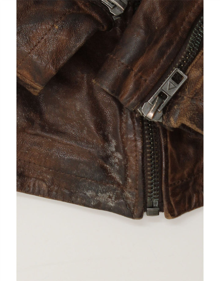 Jaqueta de couro masculina Be Edgy Reino Unido 40 grande couro marrom