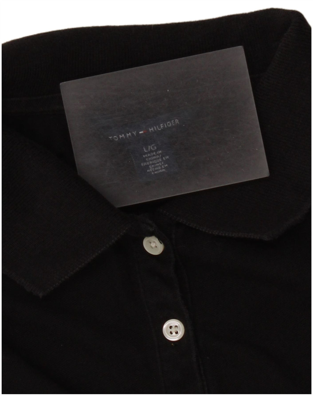 Camisa polo feminina Tommy Hilfiger UK 14 grande preta