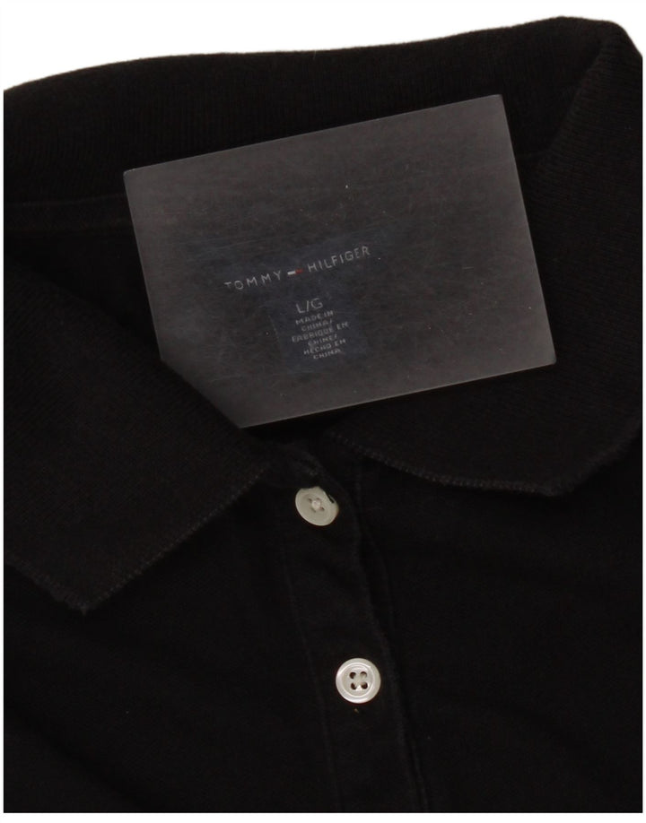 Camisa polo feminina Tommy Hilfiger UK 14 grande preta