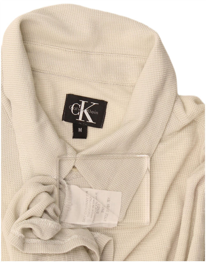 Camisa masculina de manga curta Calvin Klein algodão bege médio