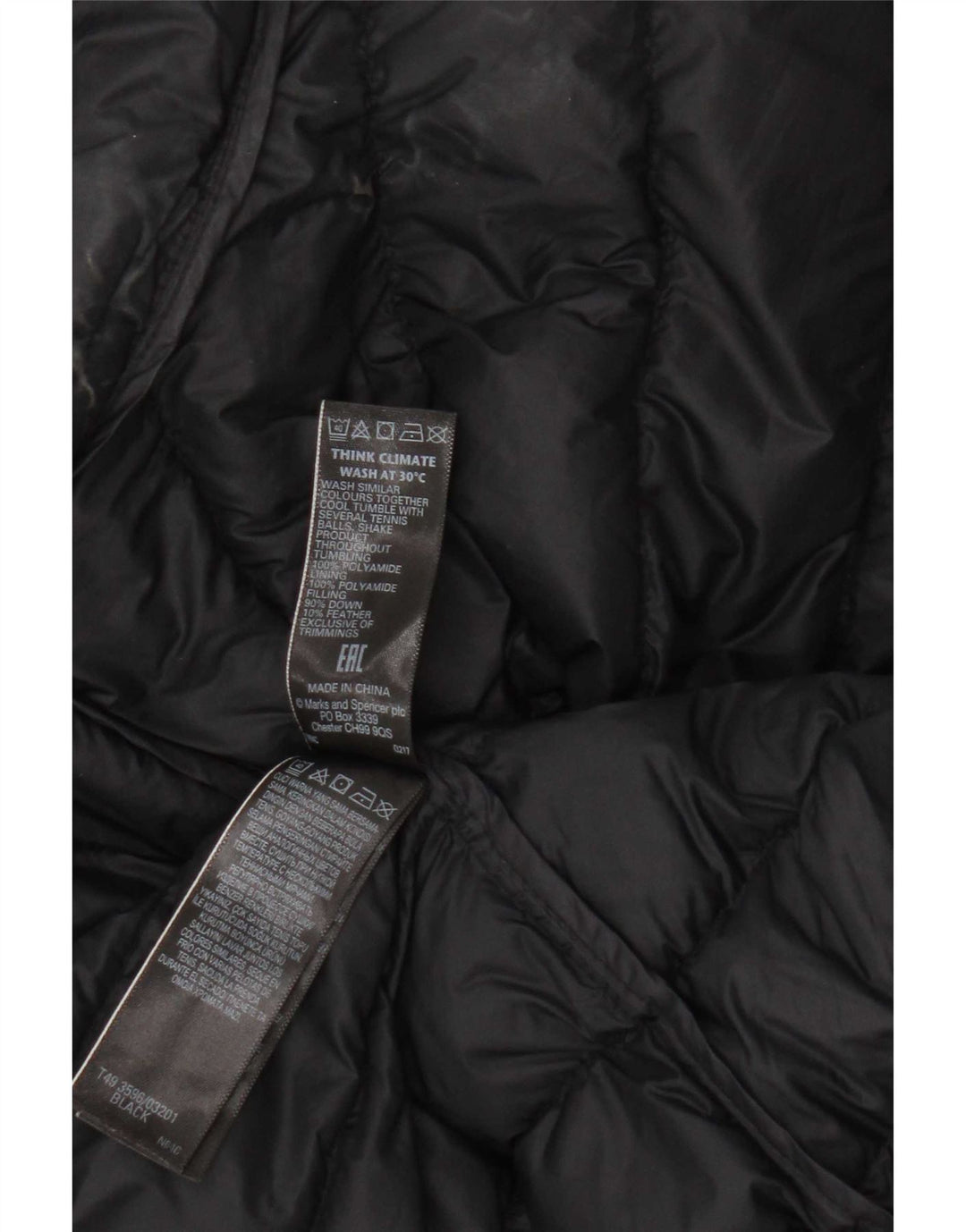 Colete acolchoado feminino Marks & Spencer UK 20 2XL preto poliamida