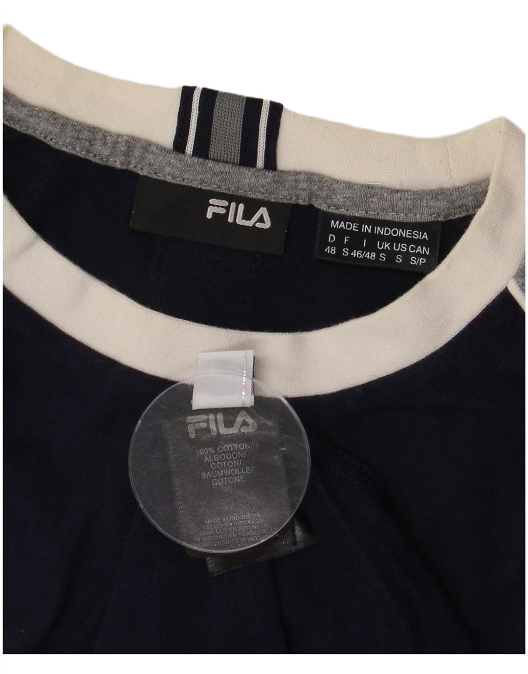 Camiseta masculina Fila top pequeno algodão colorblock azul marinho