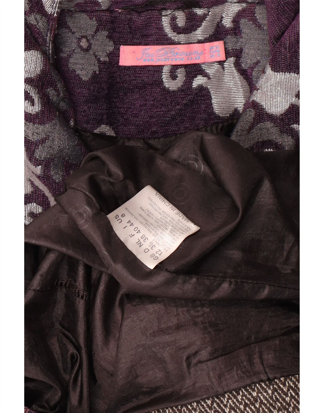 Sobretudo feminino JOE BROWNS Reino Unido 12 médio roxo floral clássico